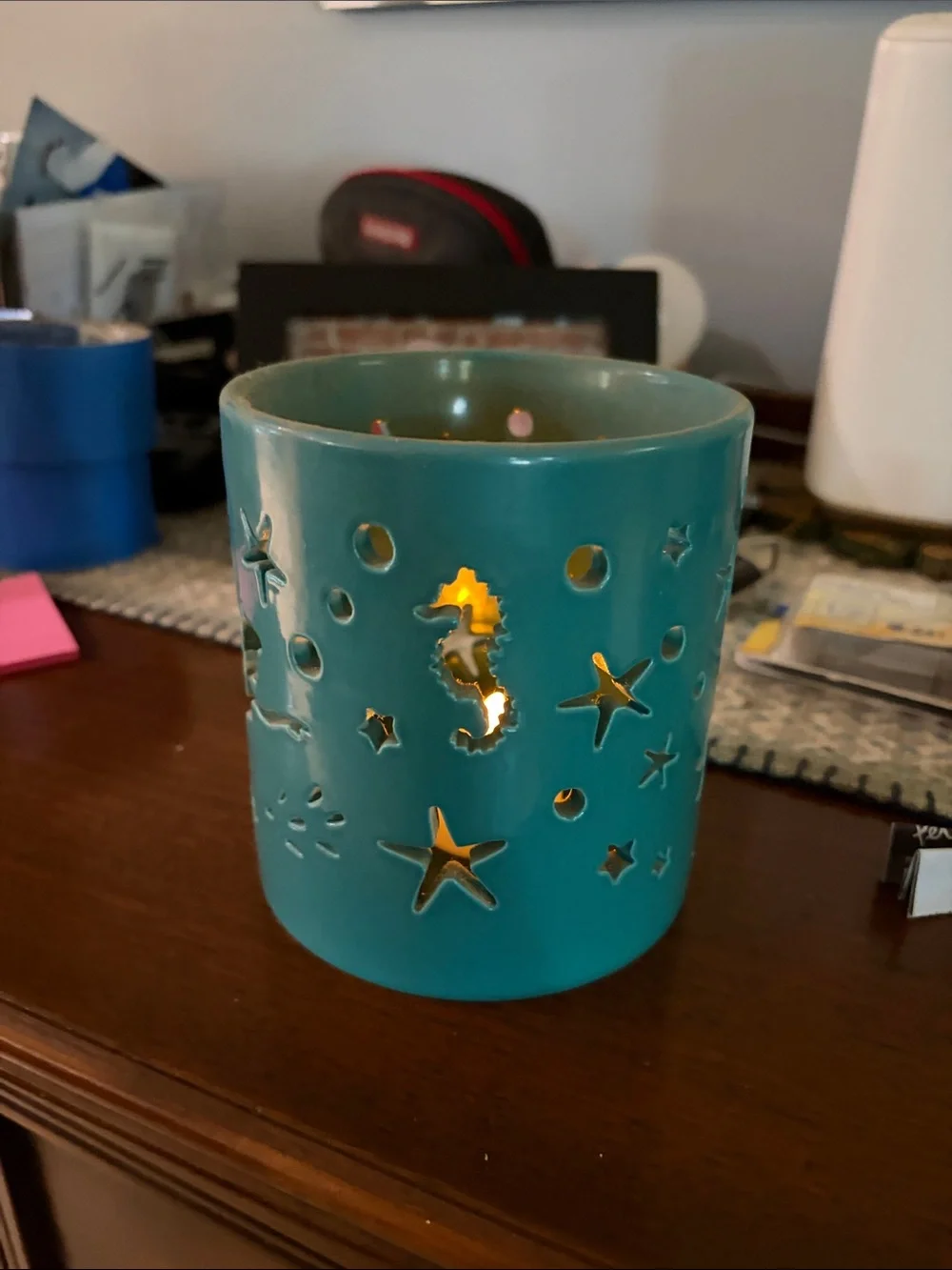 Disney little mermaid Lantern - Glowing Accent Light 4 and 3/4 tall -14 in round